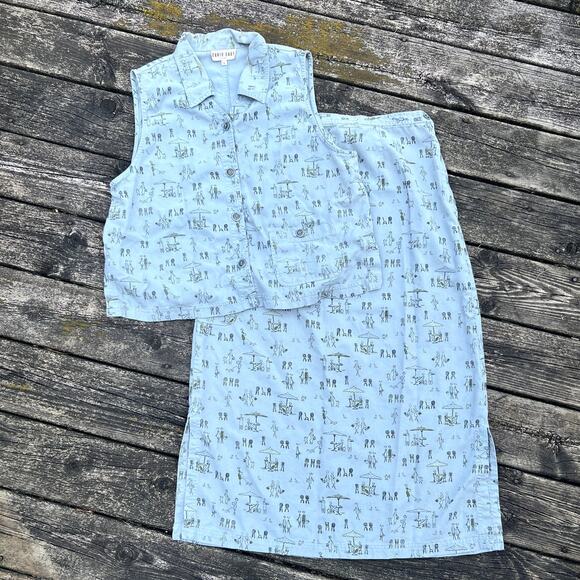 David Dart Sport Vest & Skirt Set Art Print Light Blue L/XL Made in USA - Picture 1 of 10